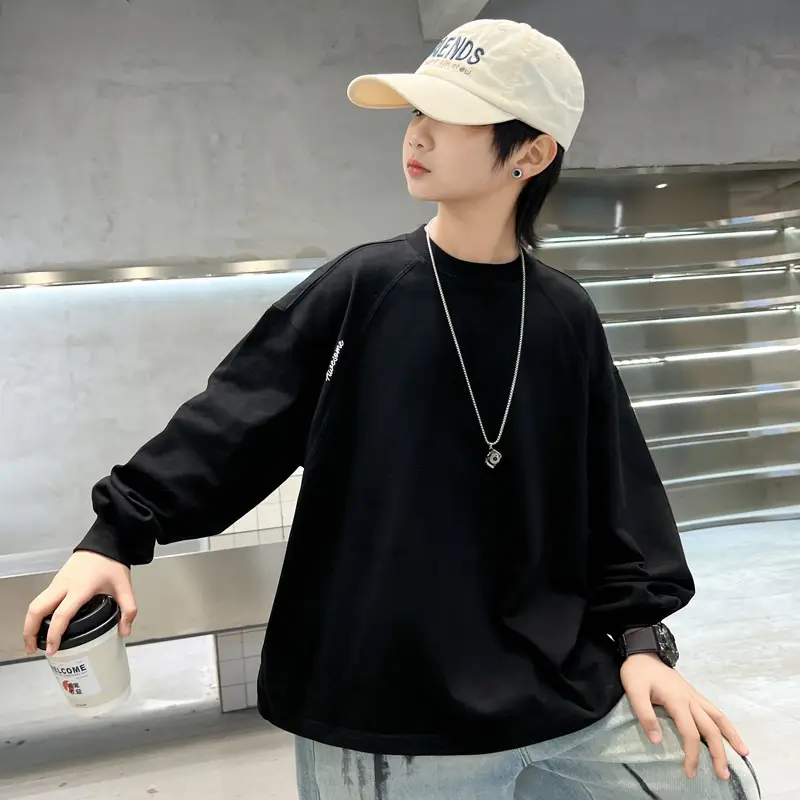 Boys Long Sleeve T-Shirt Black 2026 Spring Top - Image 2
