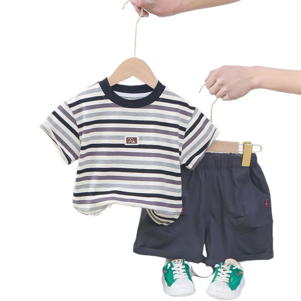 Boys Western Striped T-Shirt Suit 2025 Summer - Image 7