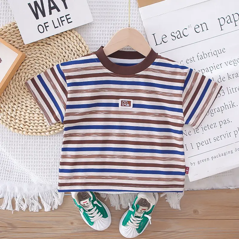 Boys Western Striped T-Shirt Suit 2025 Summer โ feature 7