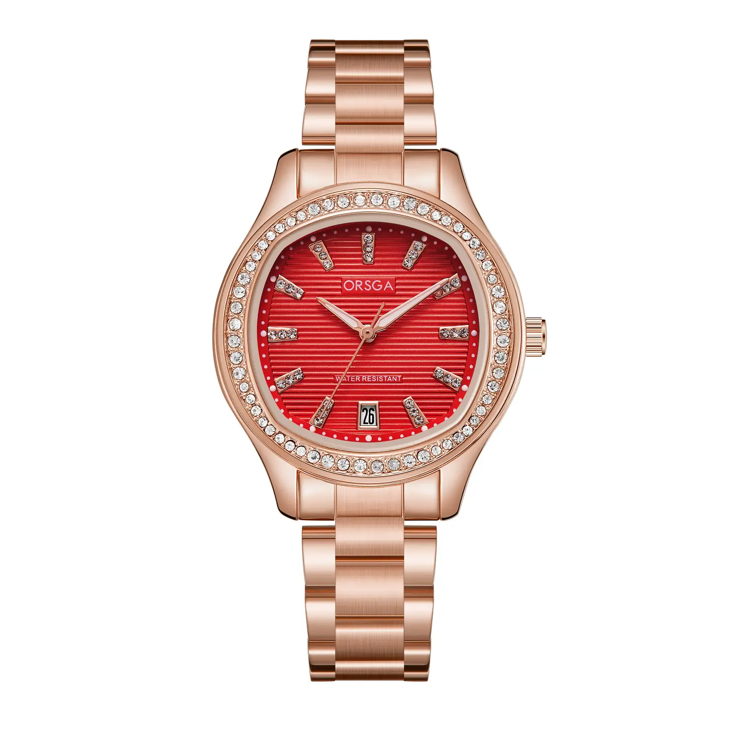 Women's Rose Gold Diamond Watch with Calendar - Image 33