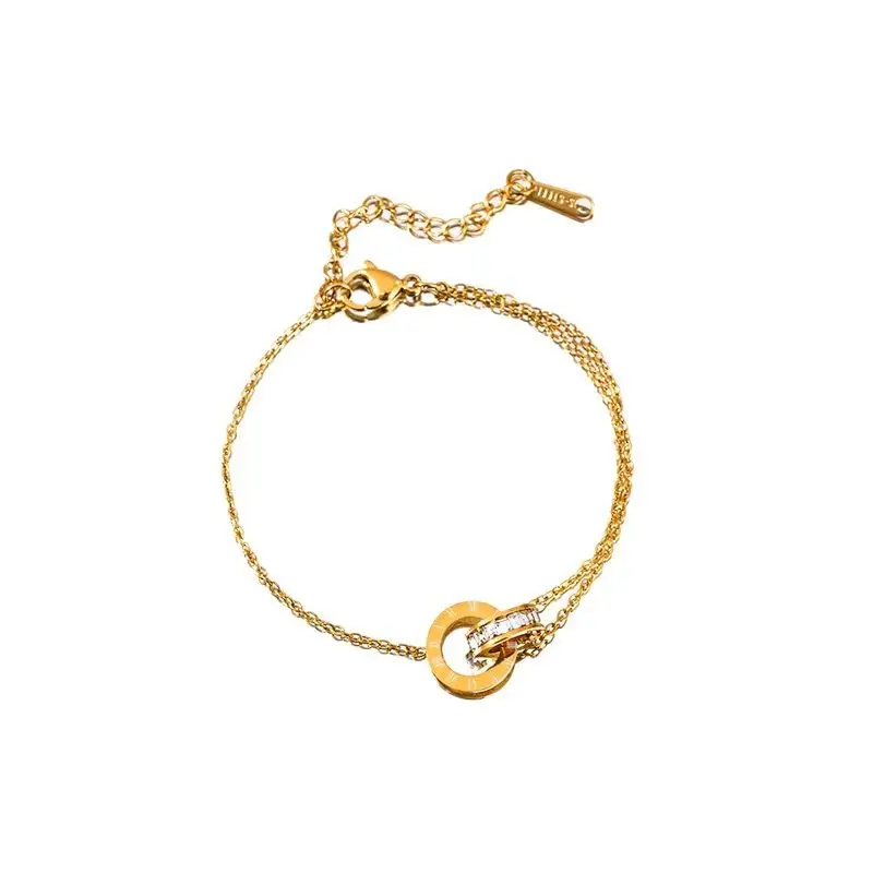 European American Retro Double Ring Set with Full Diamond Pendants
