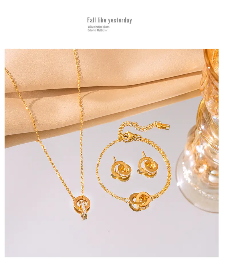 European American Retro Double Ring Set with Full Diamond Pendants — feature 7