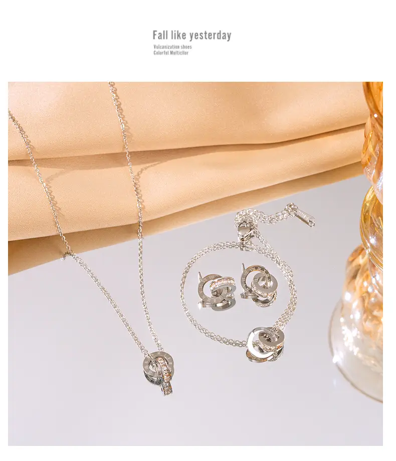 European American Retro Double Ring Set with Full Diamond Pendants — feature 8