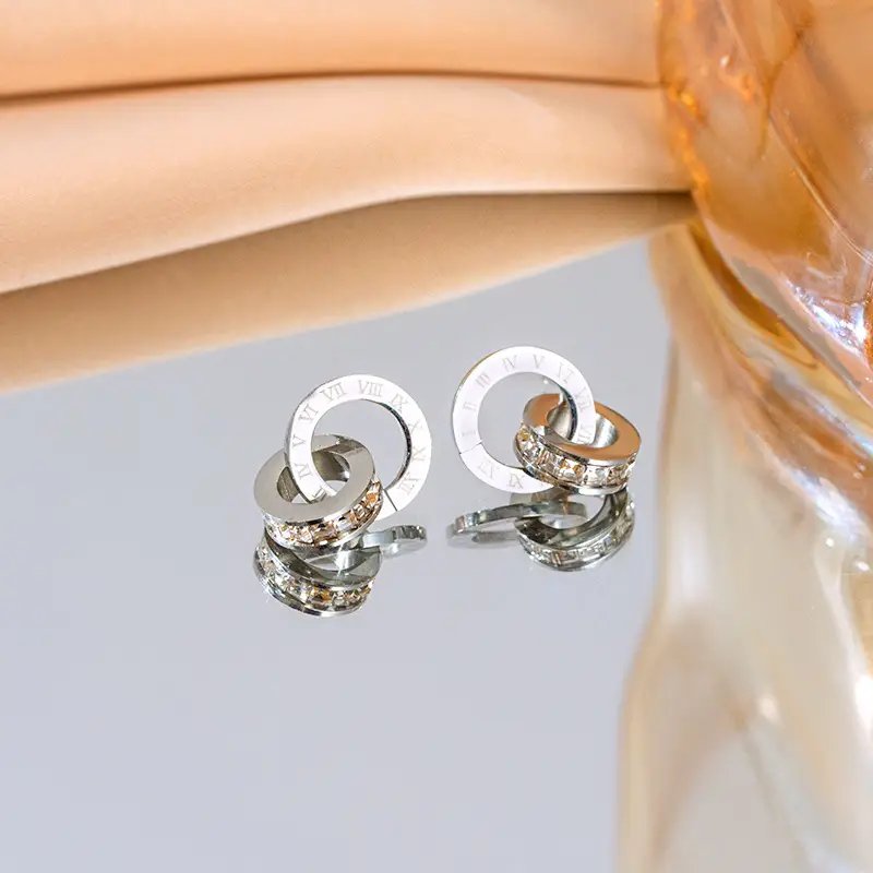 European American Retro Double Ring Set with Full Diamond Pendants
