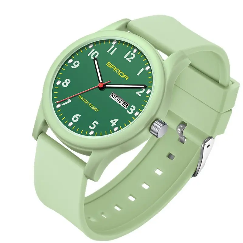 Sanda Black Silicone Student Watch with Double Calendar - Image 13