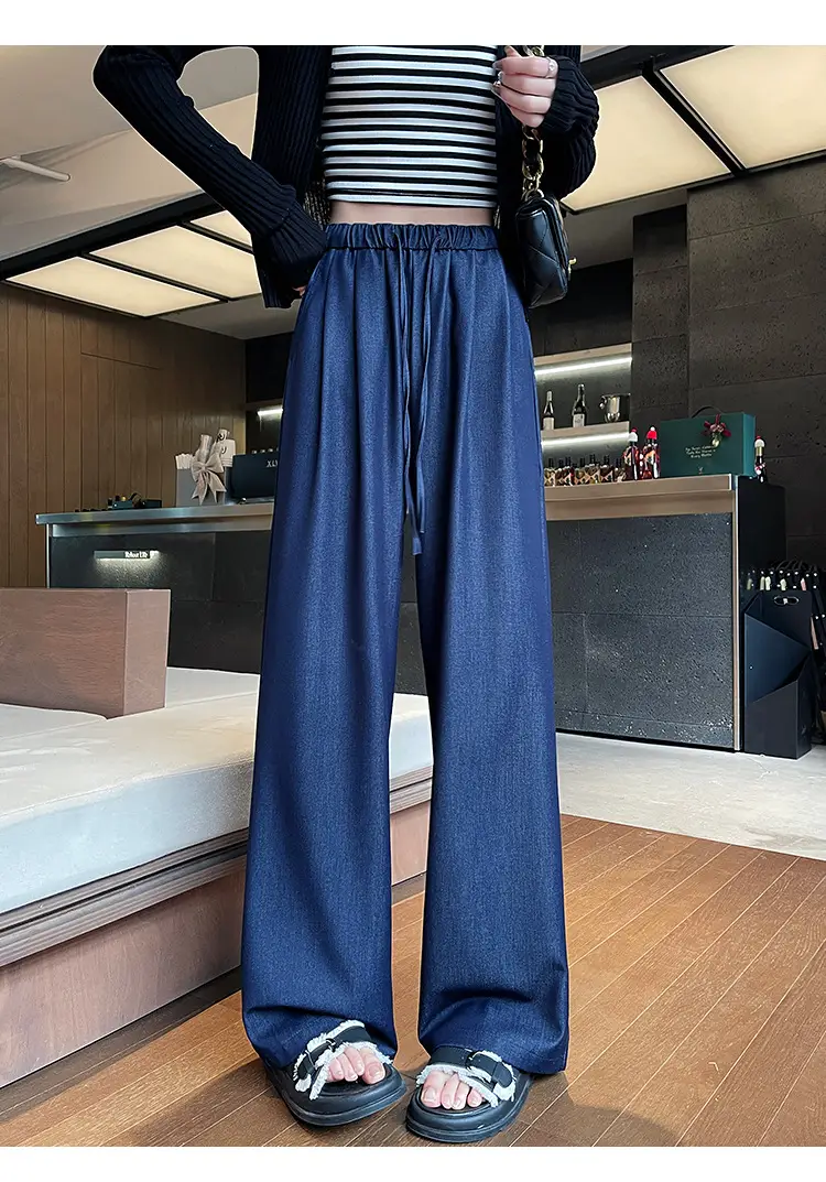 Dark Blue Wide Leg Tencel Jeans Women Summer — feature 40