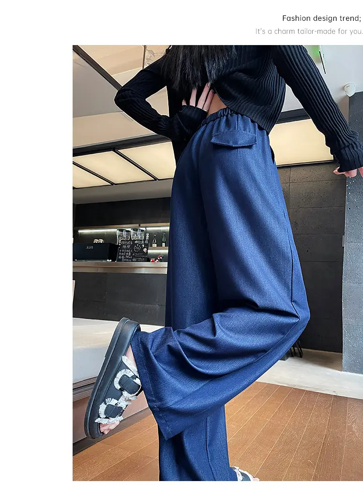 Dark Blue Wide Leg Tencel Jeans Women Summer — feature 42
