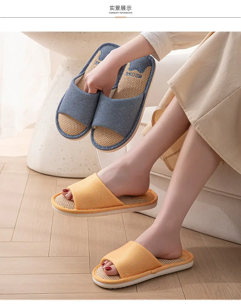 Mute linen slippers women's four seasons home indoor non-slip deodorant sweat absorbent breathable cotton linen slippers men's spring and autumn — feature 10