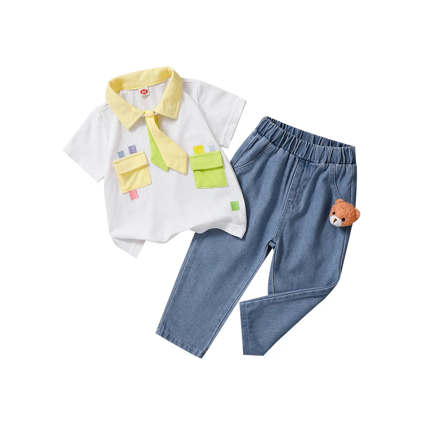 Children's Boys Cotton T-Shirt & Jeans Super Cute Set - Image 6