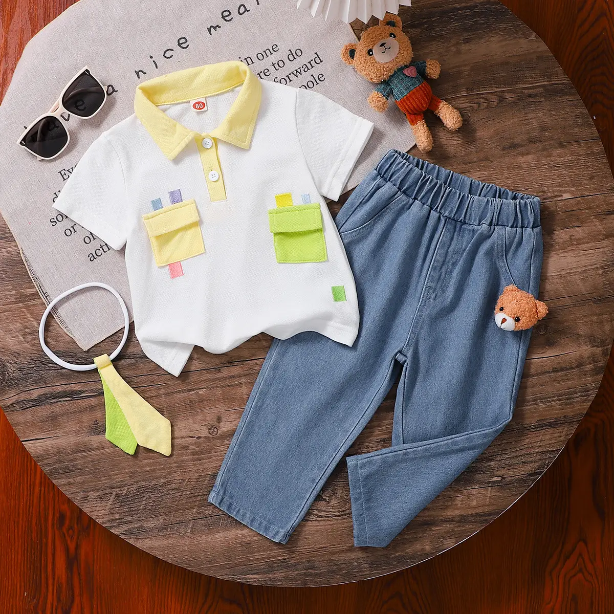 Children's Boys Cotton T-Shirt & Jeans Super Cute Set — feature 2