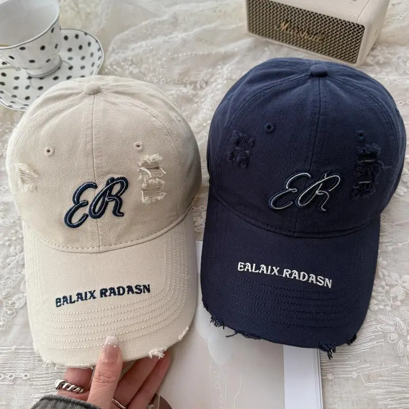 Women's White Embroidered Baseball Cap with BR Design - Image 2