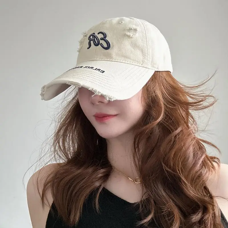 Women's White Embroidered Baseball Cap with BR Design - Image 5