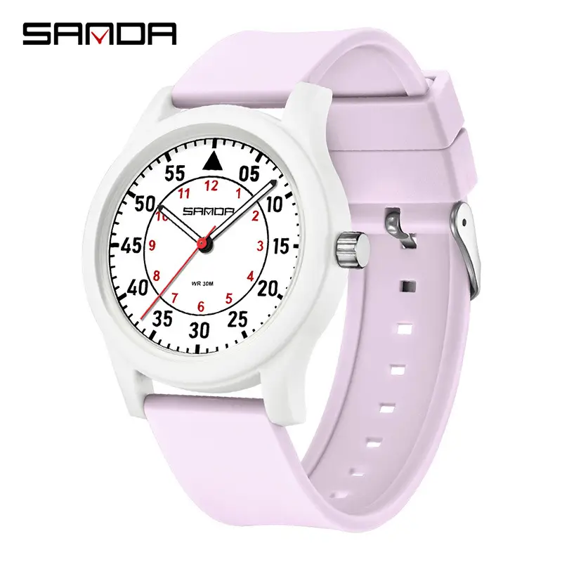 Sanda Black Silicone Student Watch with Quartz Movement