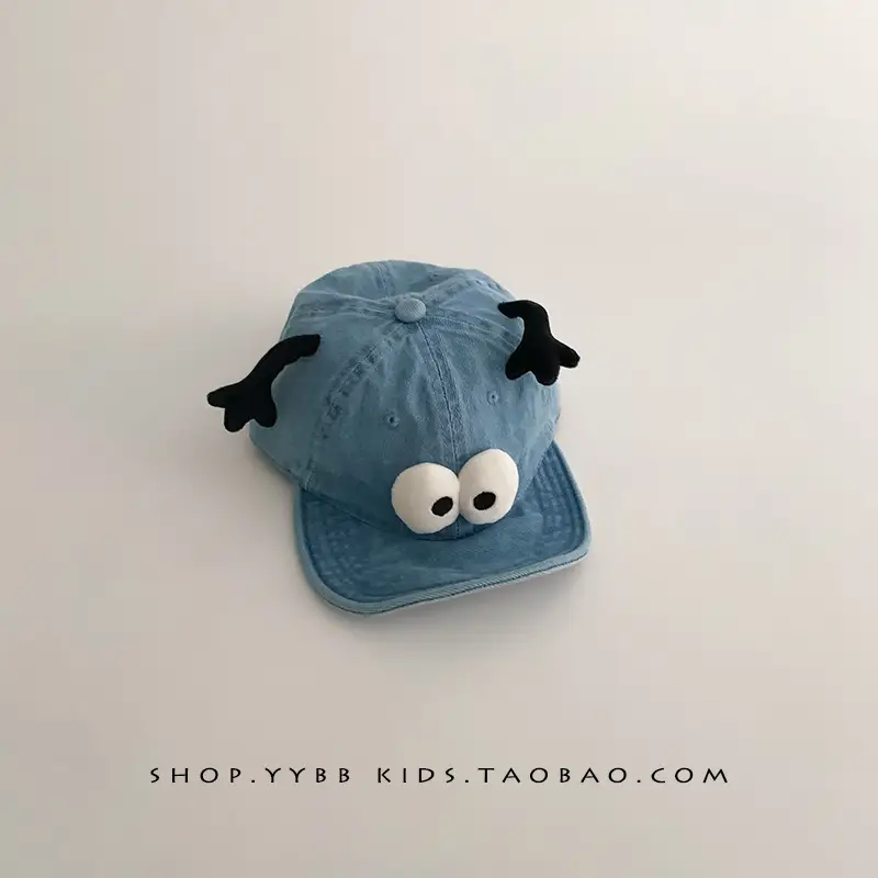 Baby Blue Bunny Cap with Antlers for Boys Girls - Image 2