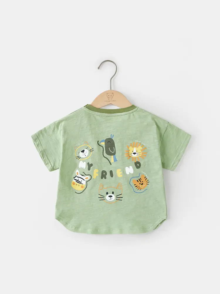 Baby T-Shirt Set Green Cartoon Print Boys Girls - Image 8