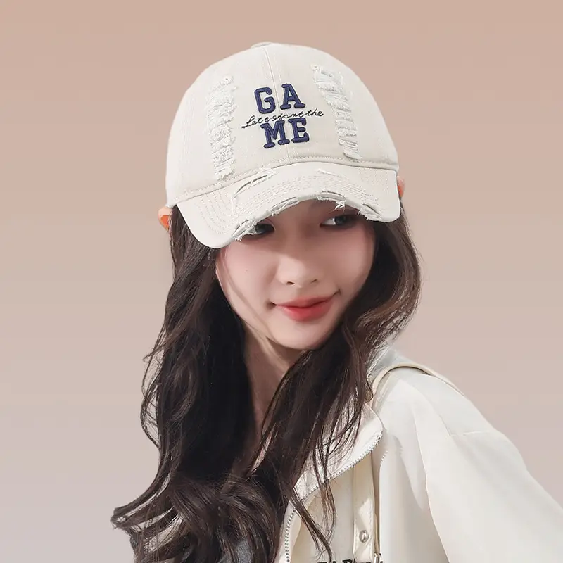 Women Blue Embroidered Baseball Cap with Wide Brim - Image 7