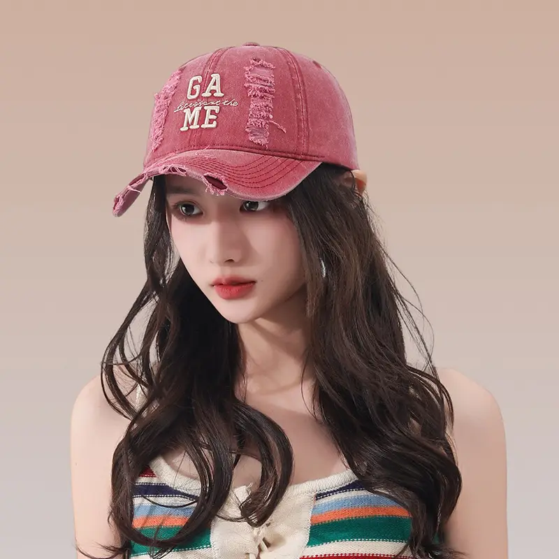 Women Blue Embroidered Baseball Cap with Wide Brim - Image 9