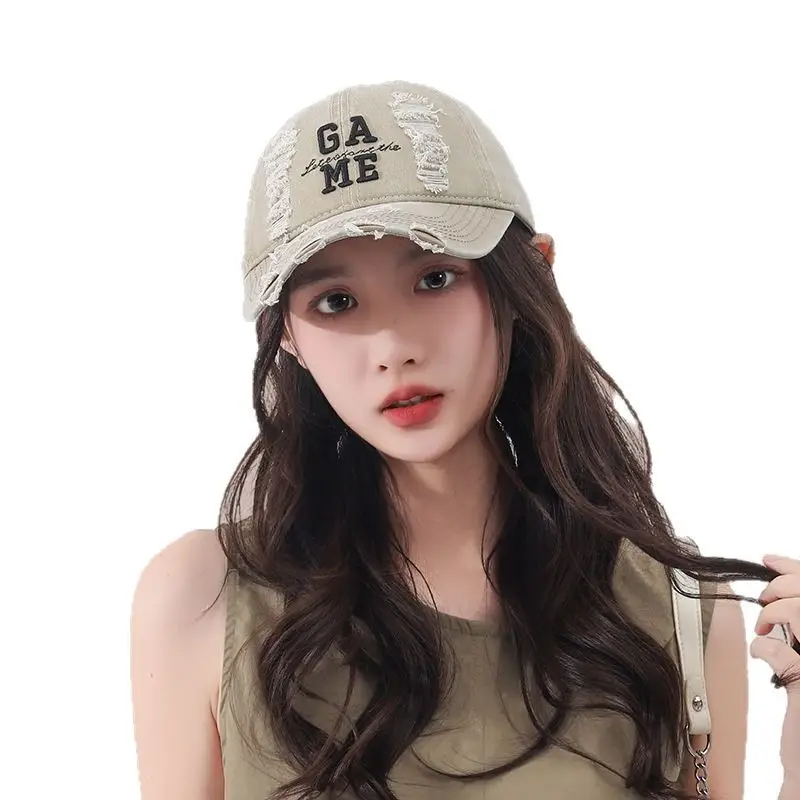 Women Blue Embroidered Baseball Cap with Wide Brim - Image 10