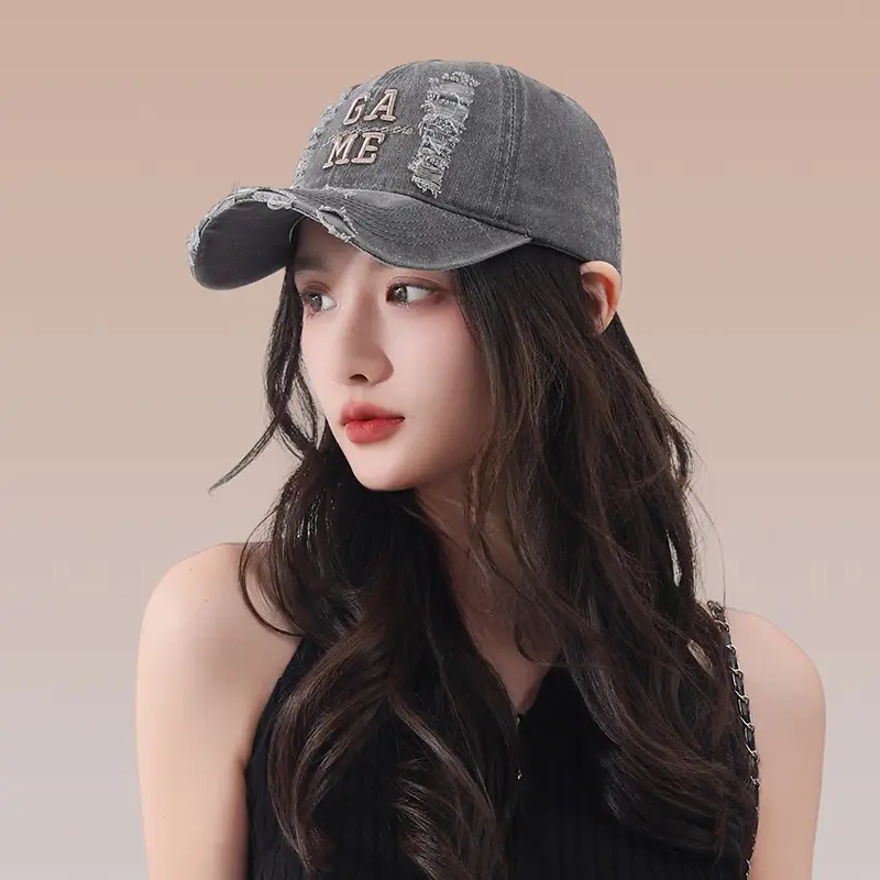Women Blue Embroidered Baseball Cap with Wide Brim — feature 13
