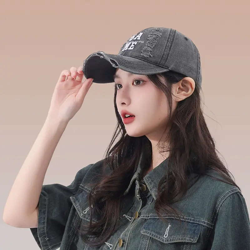 Women Blue Embroidered Baseball Cap with Wide Brim — feature 16