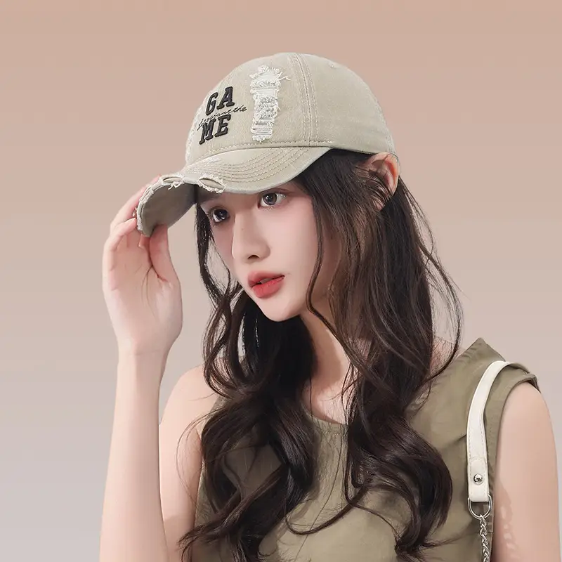 Women Blue Embroidered Baseball Cap with Wide Brim - Image 4