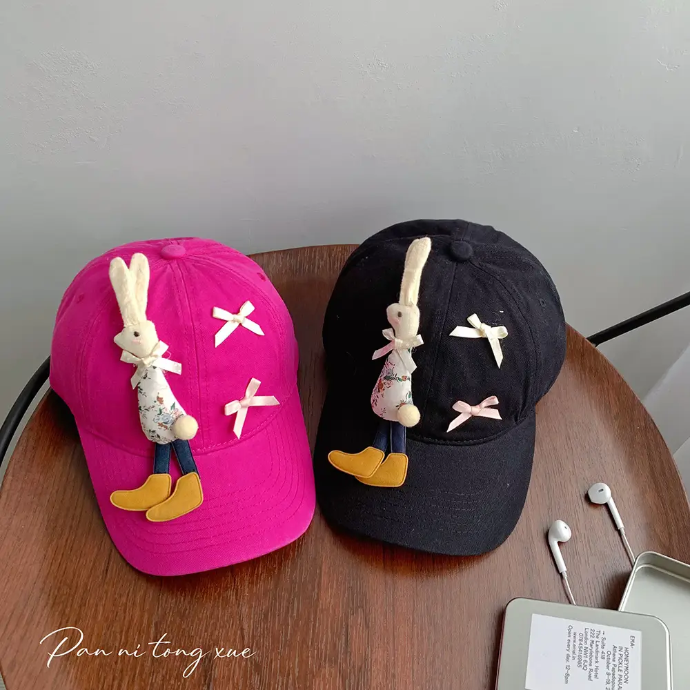 Children's Cartoon Rabbit Cap Blue Beige Bow Cap — feature 25