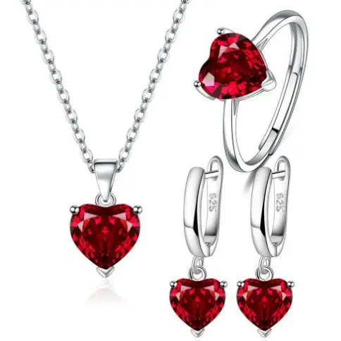 Red Heart Zircon Necklace for Women