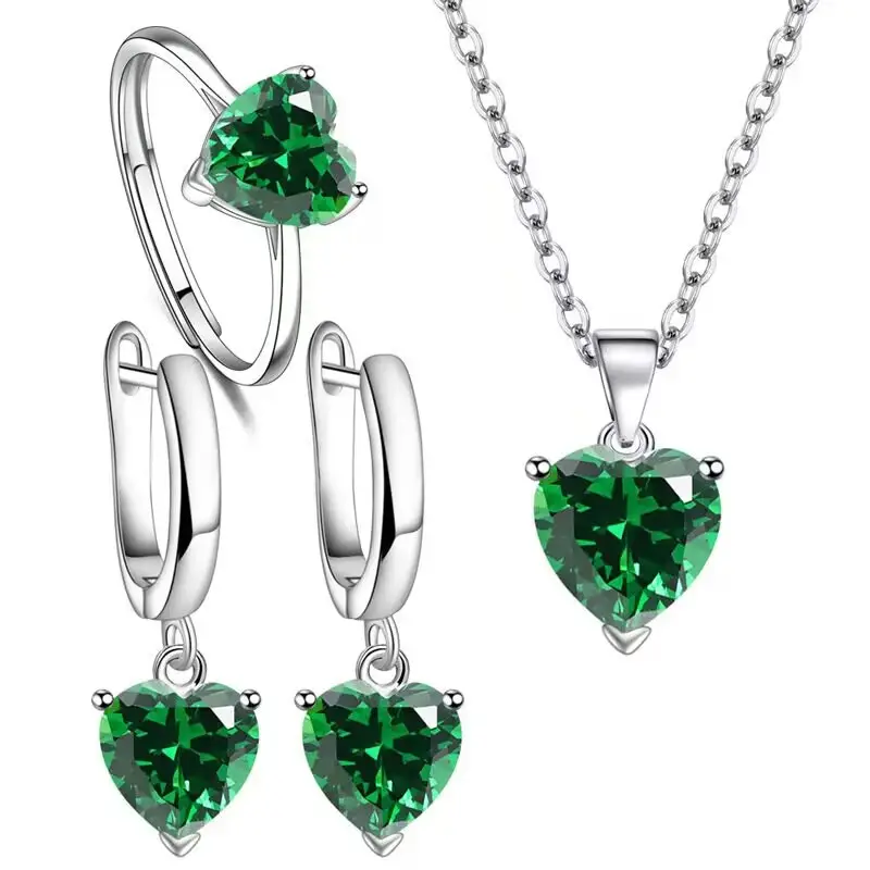 Red Heart Zircon Necklace for Women