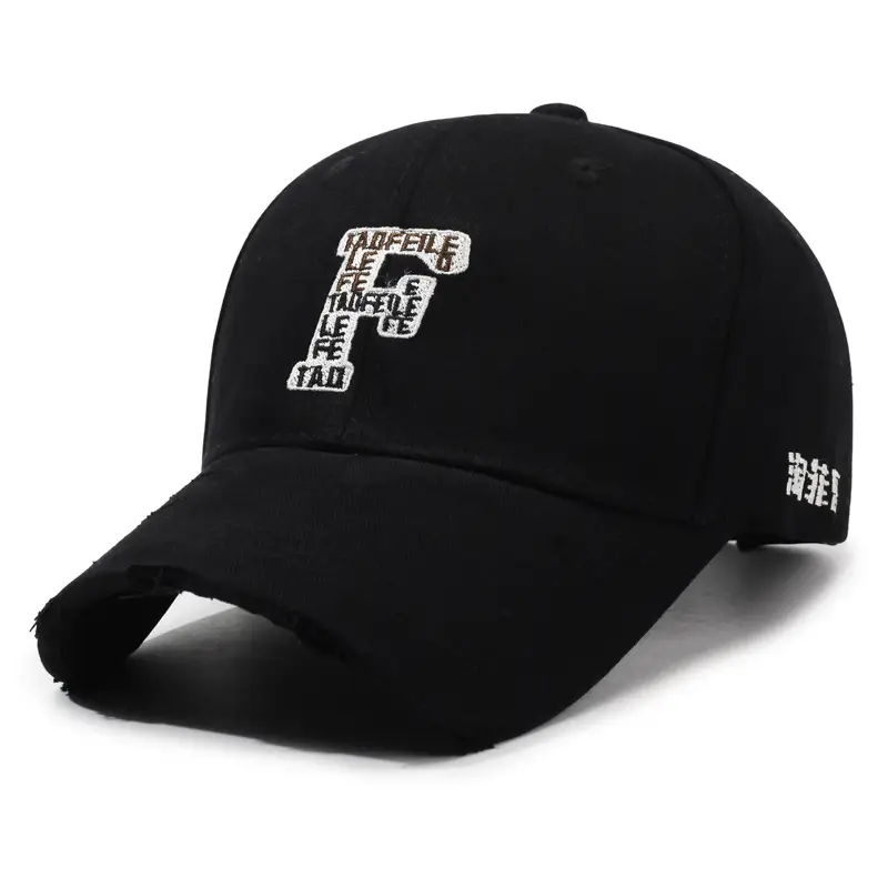 Unisex Navy Blue Embroidered Baseball Cap with F Letter Sun Protection - Image 3