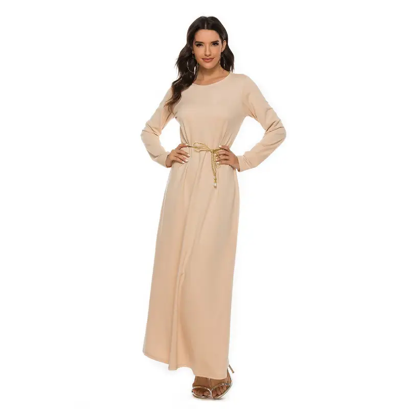 Muslim Ceremony Dress Long Sleeve Inner Robe Beige - Image 5