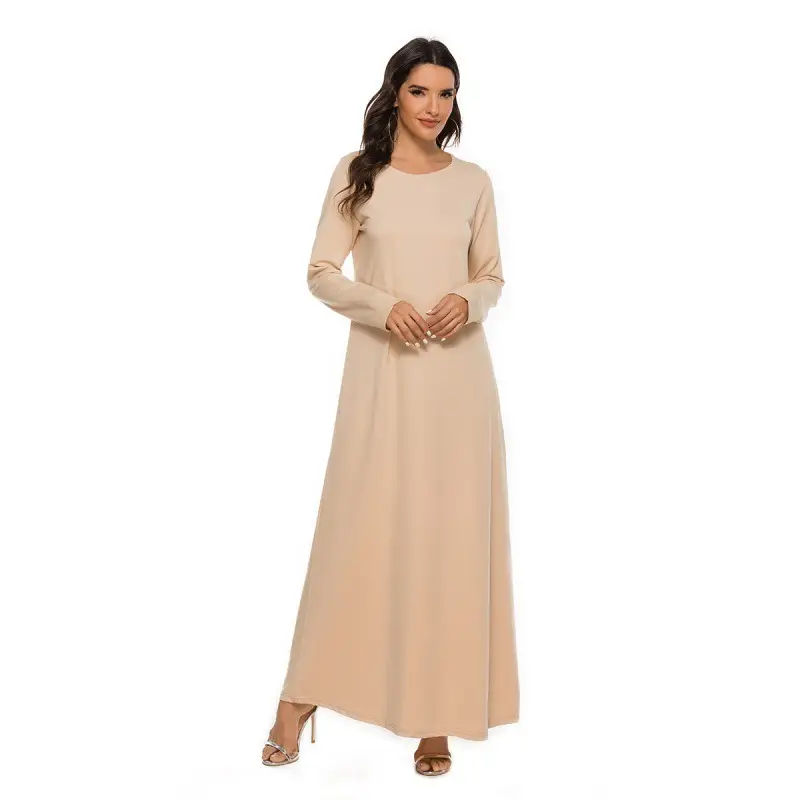 Muslim Ceremony Dress Long Sleeve Inner Robe Beige - Image 3