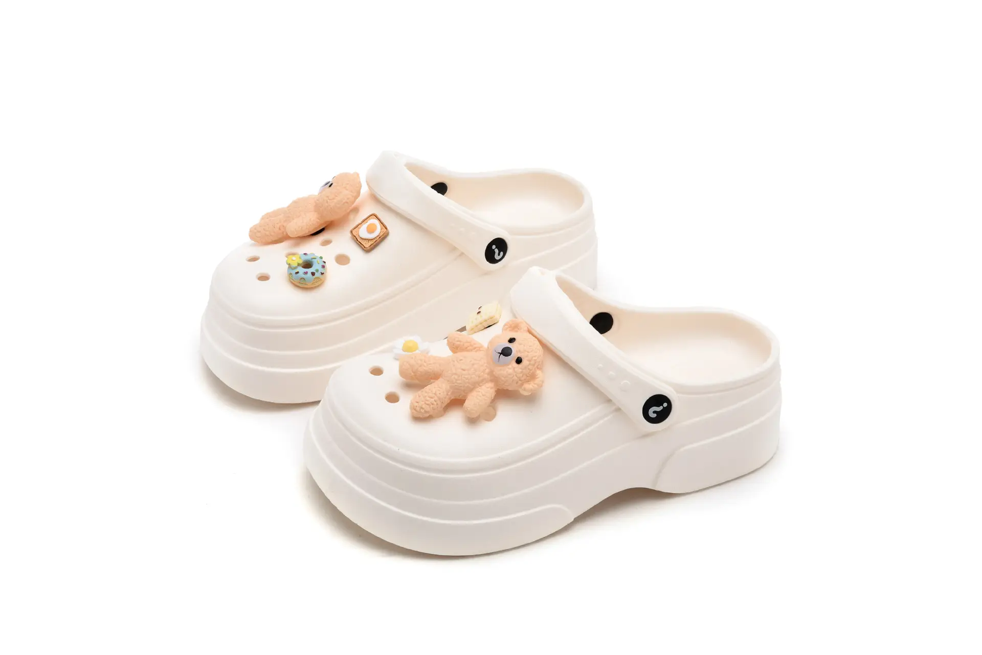 New Ladies Hole Shoes Ultra Light Elastic White — feature 48