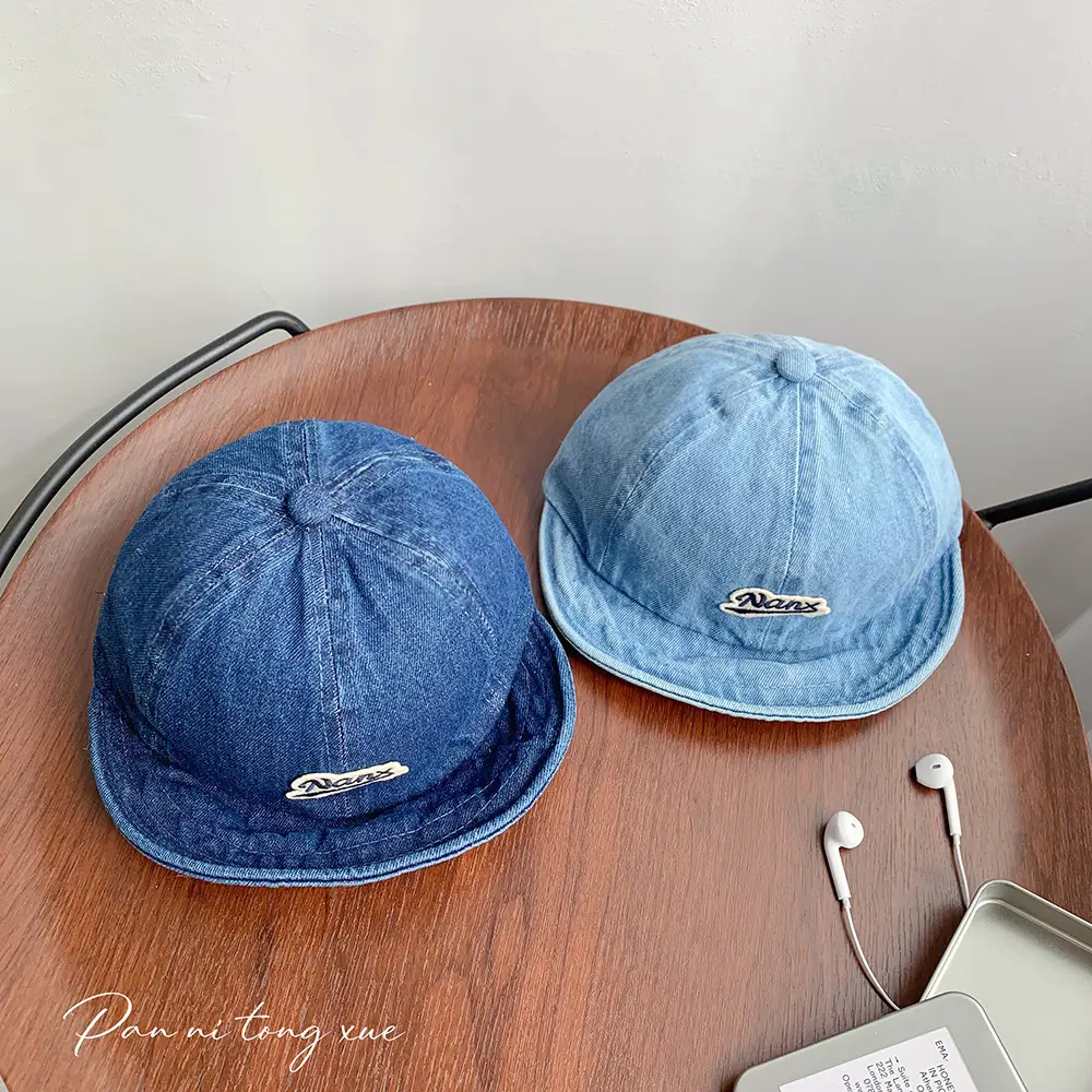 Blue Denim Fisherman Cap for Boys Girls Sunscreen Hat - Image 5