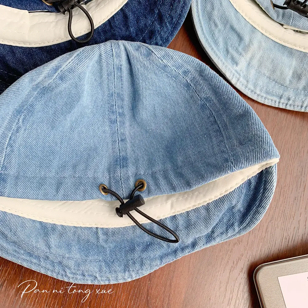 Blue Denim Fisherman Cap for Boys Girls Sunscreen Hat - Image 7