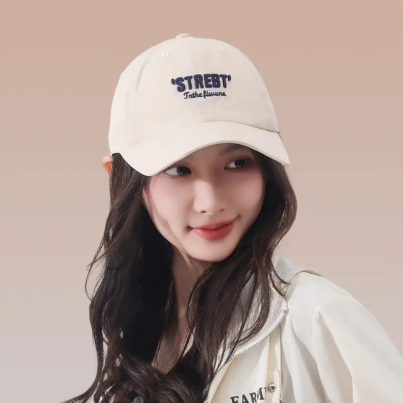 Women Pink Street Style Baseball Cap with Embroidered Letter