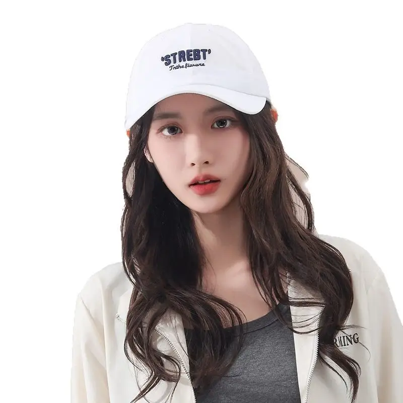 Women Pink Street Style Baseball Cap with Embroidered Letter