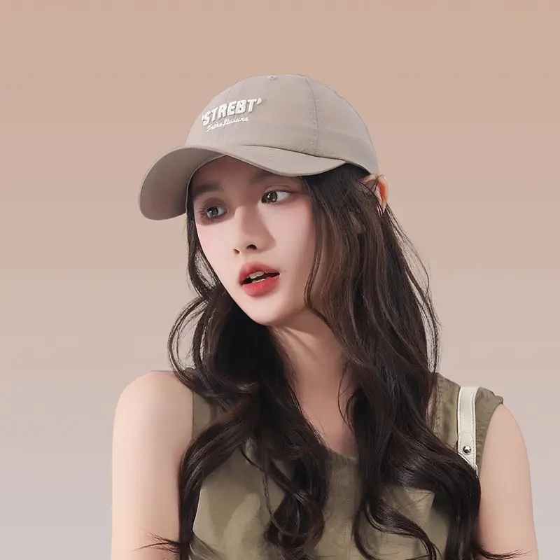 Women Pink Street Style Baseball Cap with Embroidered Letter
