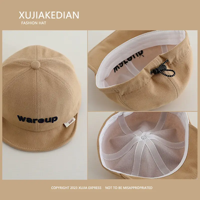 Baby Hat with Korean Letter "Wareup" Beige - Image 10