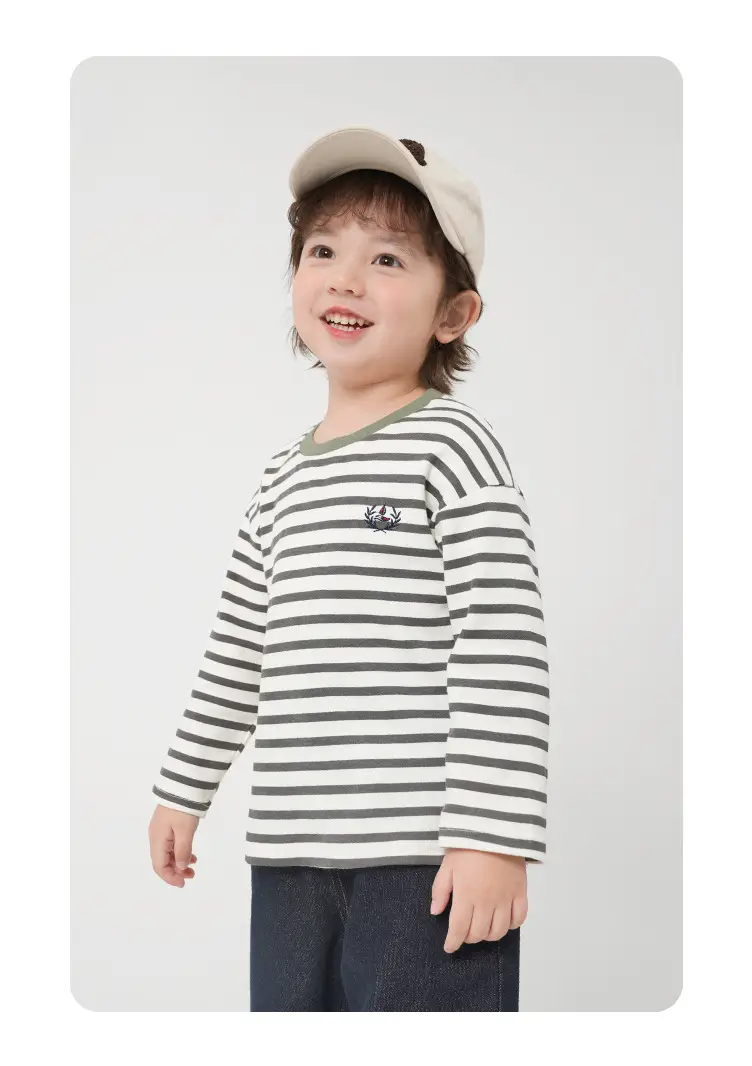 Boys Striped Cotton T-Shirt Spring Autumn Baby Base Top — feature 19
