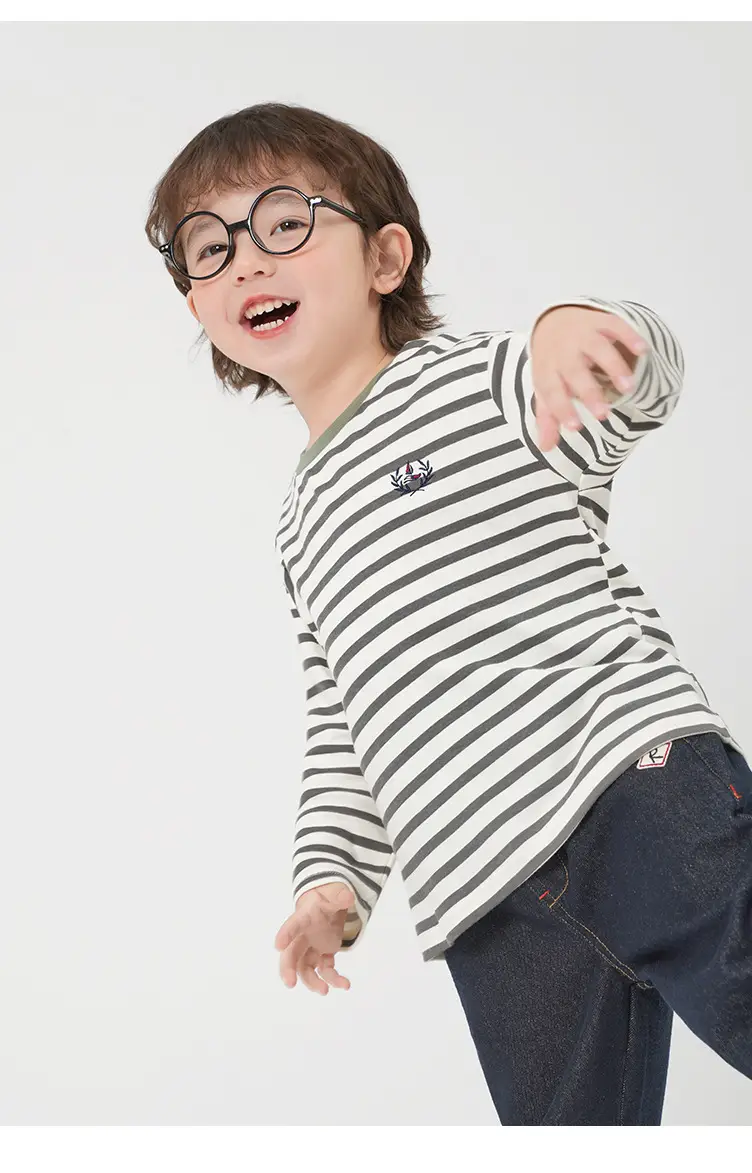 Boys Striped Cotton T-Shirt Spring Autumn Baby Base Top — feature 20