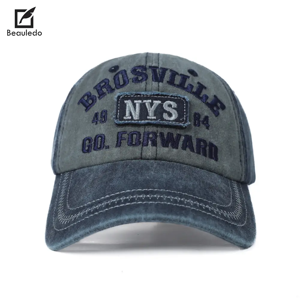 American Style Retro Washed Old Letter Baseball Cap Women's Wide Brim Big Head Face Small Soft Top Duck Tongue Hat for Men - Image 8