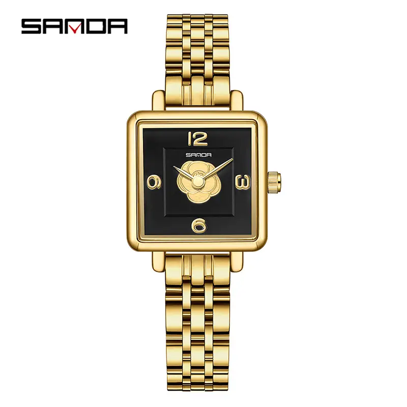 Sanda Square Watch Rose Gold Mesh Strap Waterproof Business Quartz - Image 10