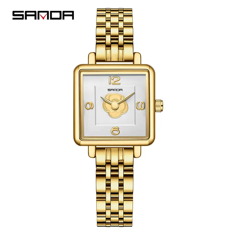 Sanda Square Watch Rose Gold Mesh Strap Waterproof Business Quartz - Image 8