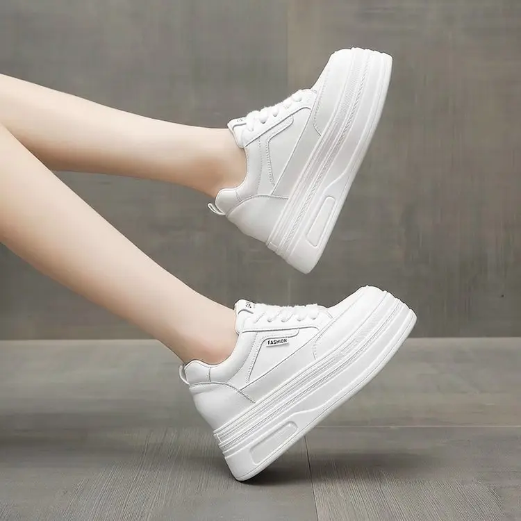 White Thick Casual Board Shoes Women's 2025 Spring - Image 5