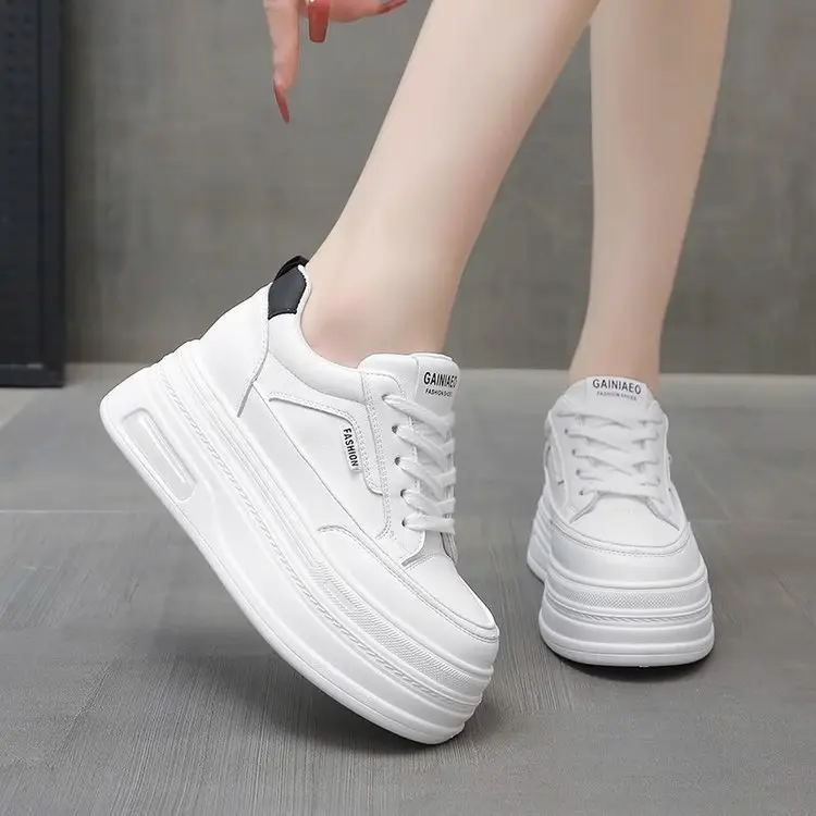 White Thick Casual Board Shoes Women's 2025 Spring - Image 6