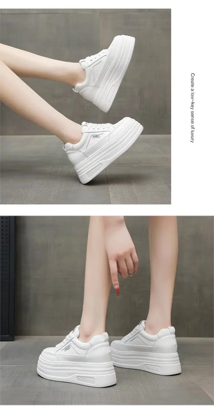 White Thick Casual Board Shoes Women's 2025 Spring — feature 10