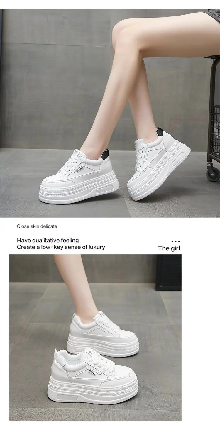 White Thick Casual Board Shoes Women's 2025 Spring — feature 5