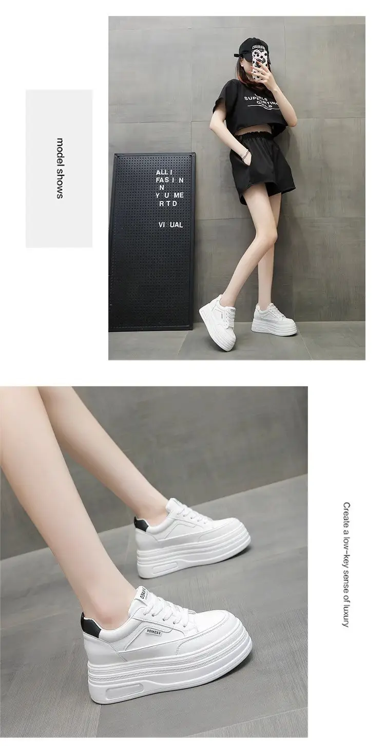 White Thick Casual Board Shoes Women's 2025 Spring — feature 6