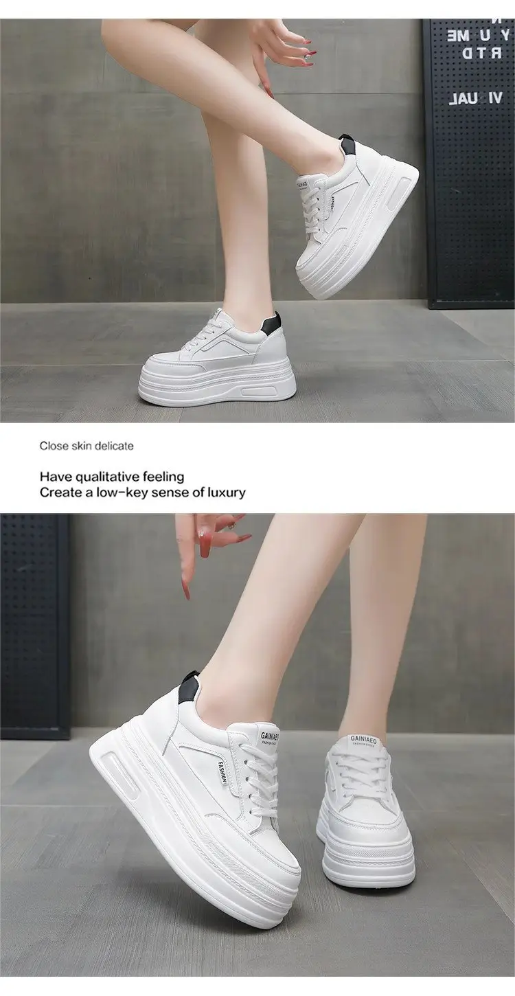White Thick Casual Board Shoes Women's 2025 Spring — feature 7