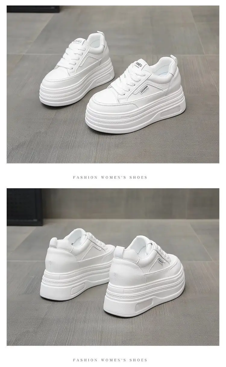 White Thick Casual Board Shoes Women's 2025 Spring — feature 8